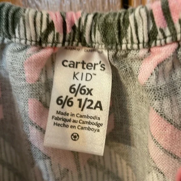 CARTERS UGC Girls Size 6 Pink Green Geometric Tank Top Bow detail - Picture 3 of 9